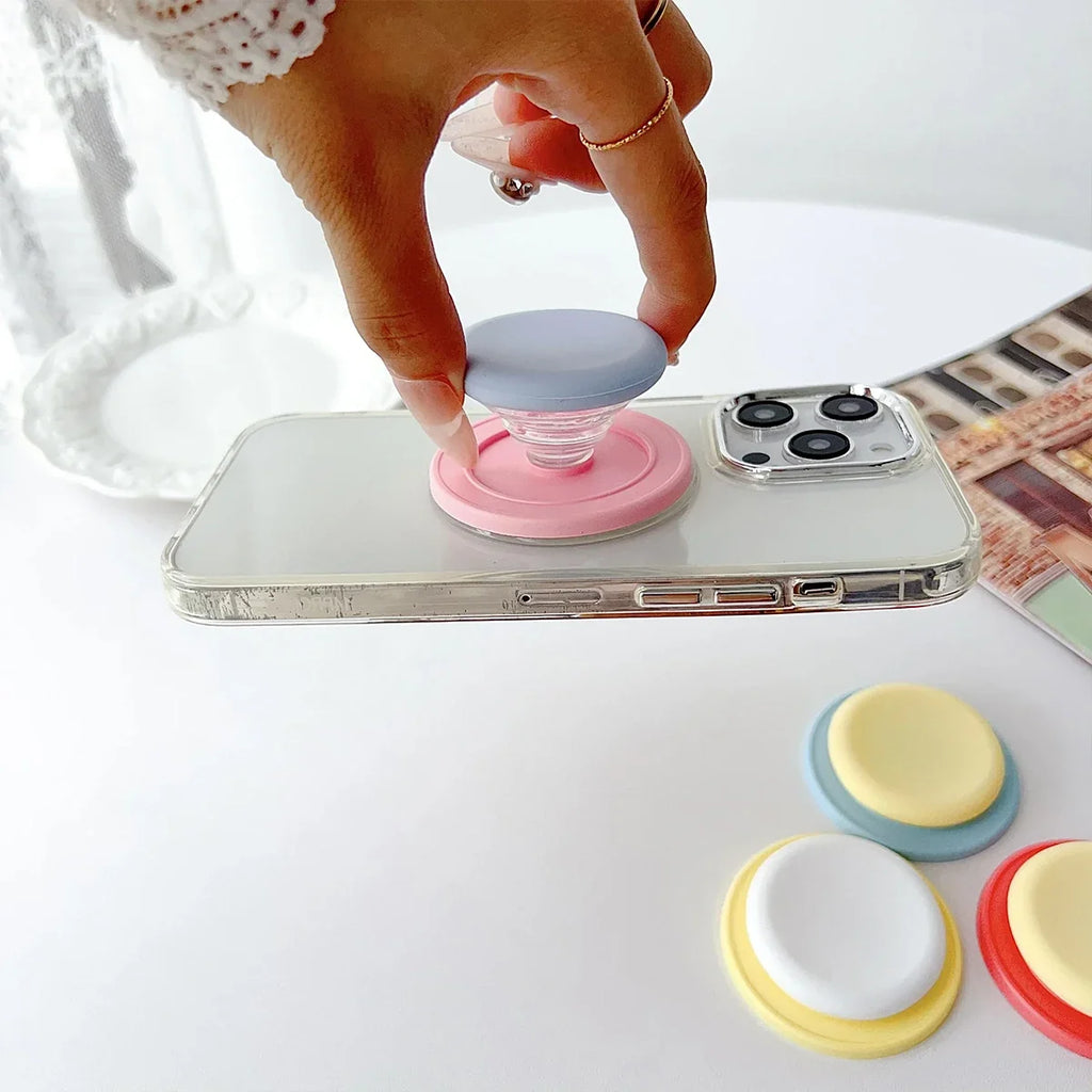 Macaron Silicone Magnetic Air Cushion Stand | Adhesive Backing Makeup Compact Stand Qme