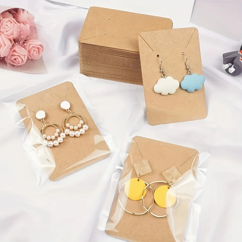 50 Natural Square Blank Cardboard Jewelry Display Cards DIY Jewelry Display Cards Qme