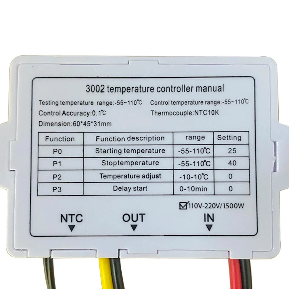 W3001 W3002 Digital Temperature Controller Thermostat Switch Temperature Controller Qme