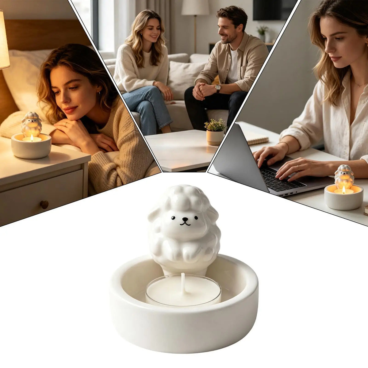 Cute Ceramic Tealight Holder – Aesthetic Table Centerpiece Ceramic Tealight Holder Qme