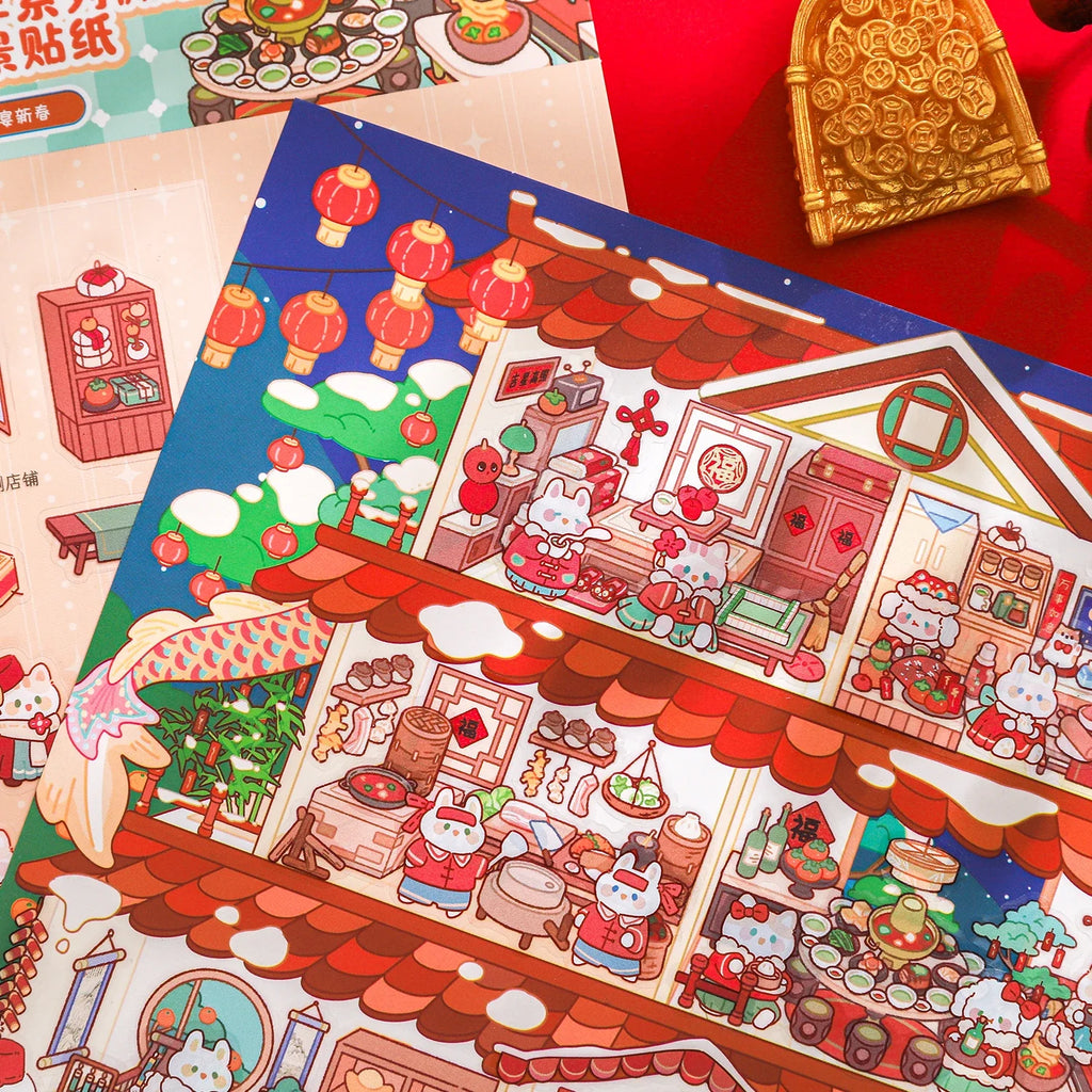 Zoo Theme Miniature Scene Stickers – 3 Sheets PET & Card Craft Sticker Sheets Qme