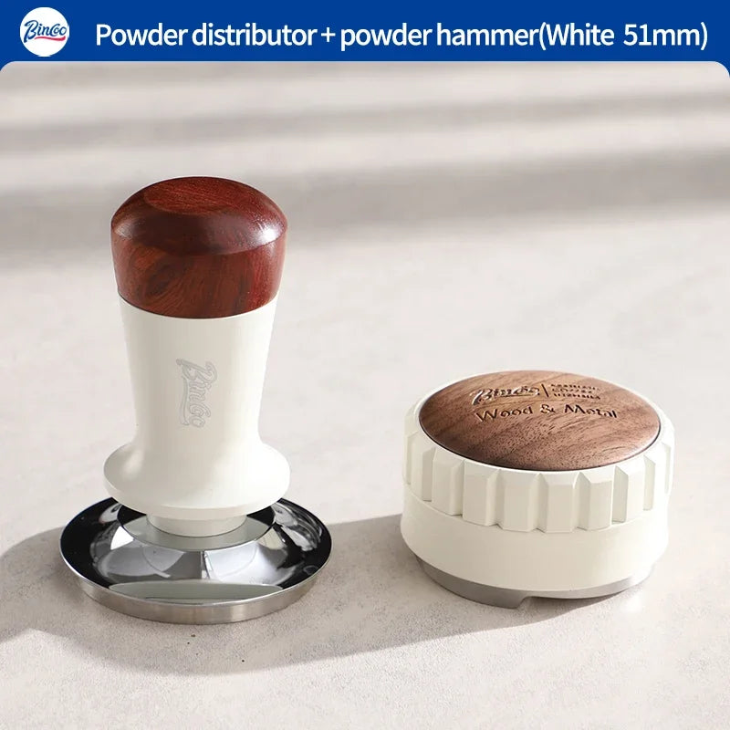 Bincoo 51/58mm Coffee Tamper & Distributor Kit – Stainless Steel Espresso Tamper Kit Qst 51mm White 2pcs