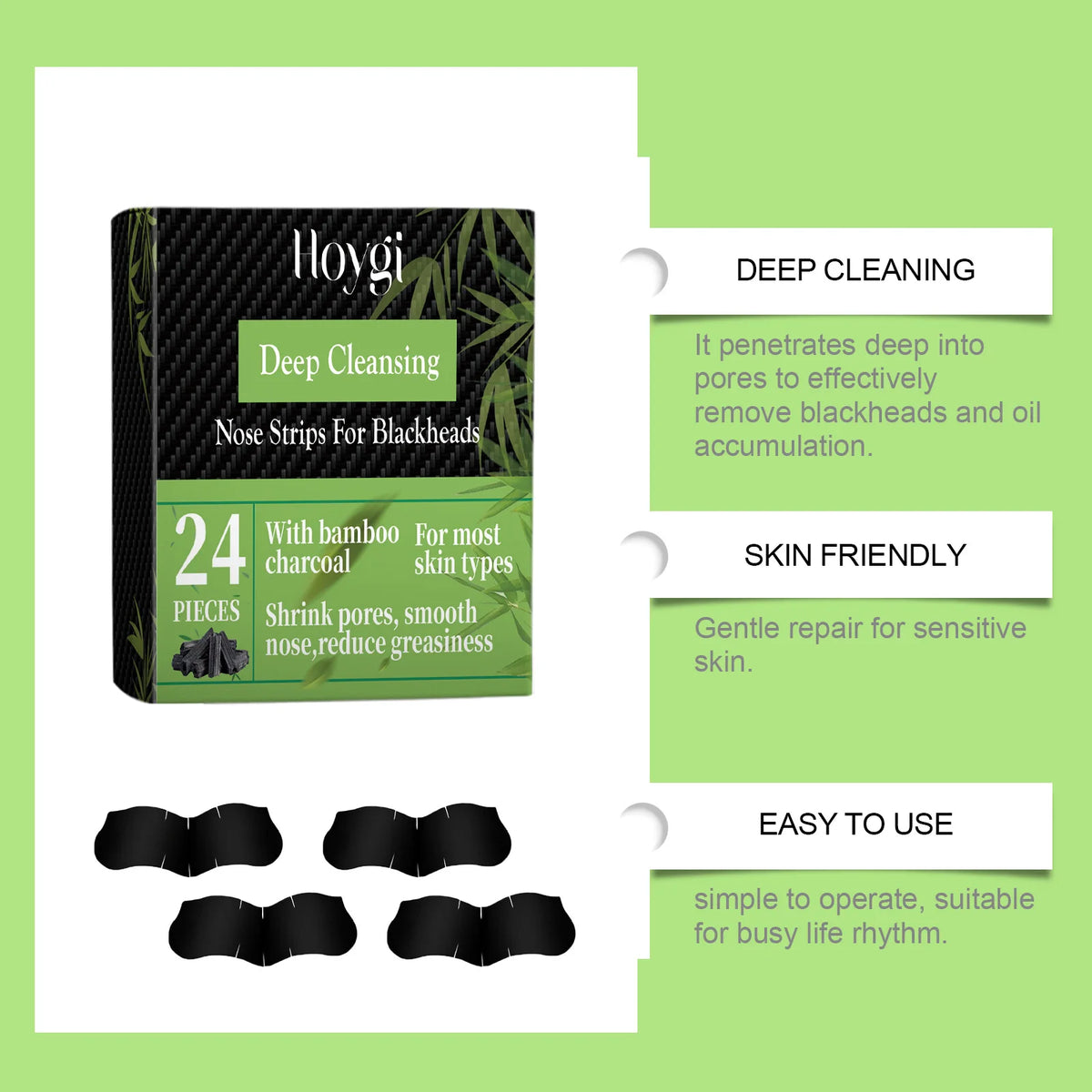 Bamboo Charcoal Blackhead Nose Patch – Deep Pore Cleanse Blackhead Nose Patch Qst