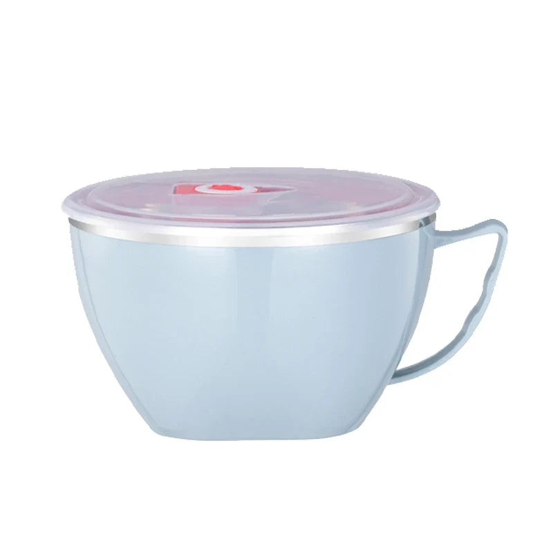 Stainless Steel Bowl with Handle – Anti-Scald Noodle Bowl Stainless Steel Bowl Qme Blue 5PCS