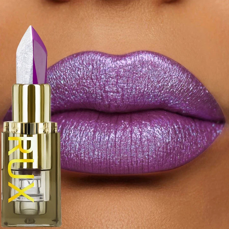 Purple Glitter Two-Tone Rose Lipstick – Moisturizing & Waterproof Glitter Lipstick Qme 106