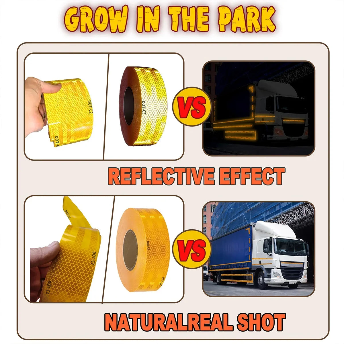 Yellow DOT-C2 Reflective Safety Tape – Cars, Trucks & Trailers Reflective Safety Tape Qme
