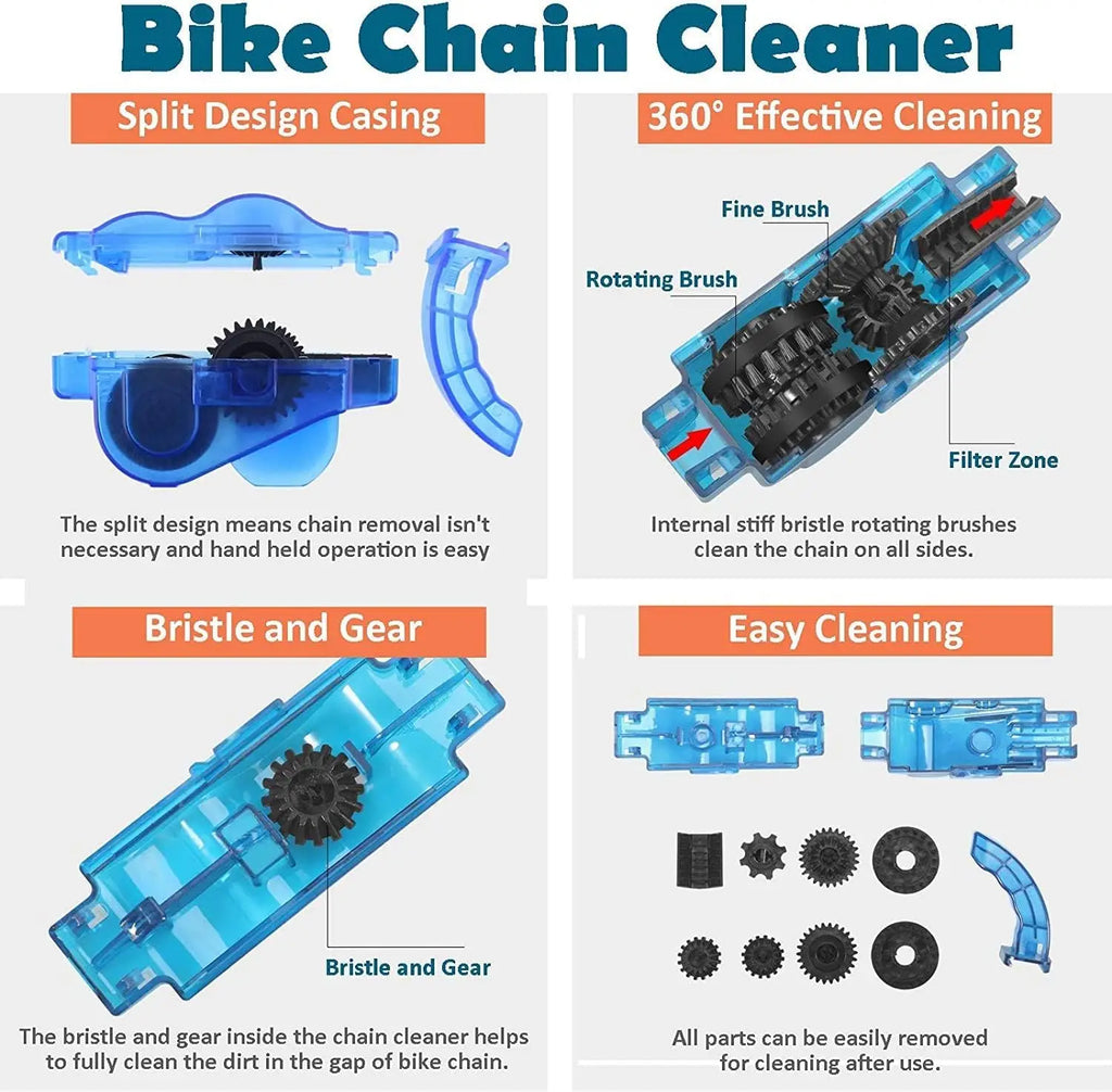 Portable Bike Chain Cleaner Scrubber Brush Tool Kit | Qme Bike Chain Cleaner Qme