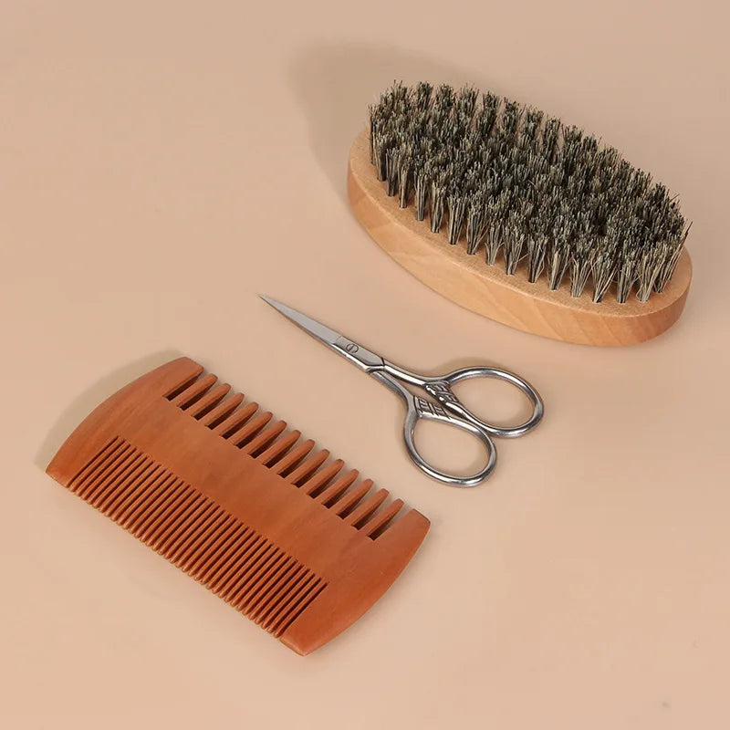 Men's Boar Bristle Shaving Brush – Portable Wood Handle Shaving Brush Qme