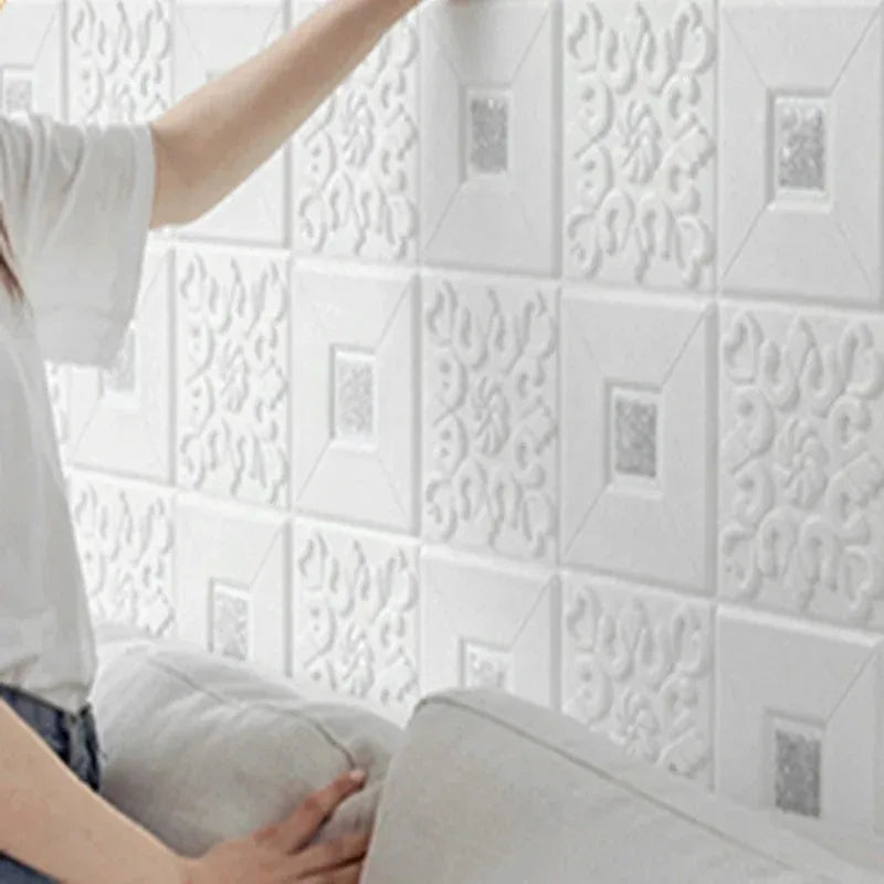 Golden Retro Brick Wall Stickers – Waterproof Self-Adhesive Wall Sticker Panels Qme