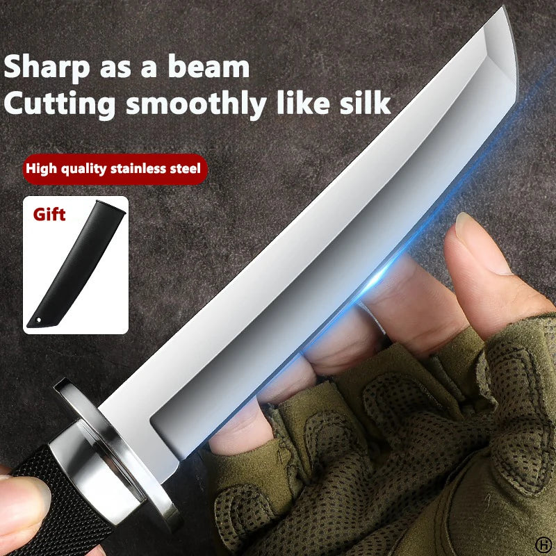 PLYS Samurai Camping Knife – Portable Stainless Steel Blade Camping Fixed Blade Knife Qst