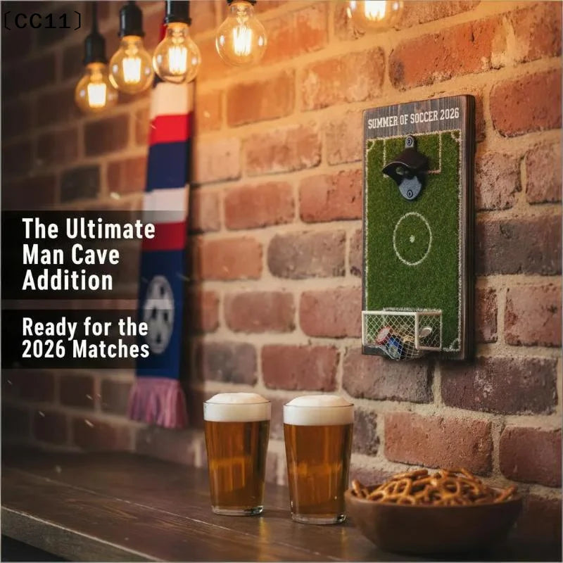 Soccer Field Wall-Mounted Bottle Opener with Magnetic Cap Catcher Wall-Mounted Bottle Opener Qme