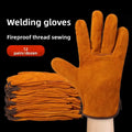 2 Pairs Cowhide Welding Gloves – Heat Resistant Work Gloves Welding Work Gloves Qme Short-Yellow