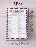 5-Pack Red & Blue Striped Independence Day Game Cards Party Game Cards Qme White-5Pcs