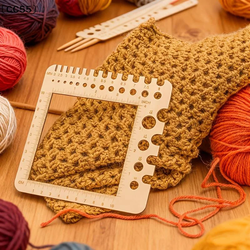 Wood Knitting Needle Gauge Ruler – Yarn WPI Measuring Tool Knitting Gauge Ruler Qst