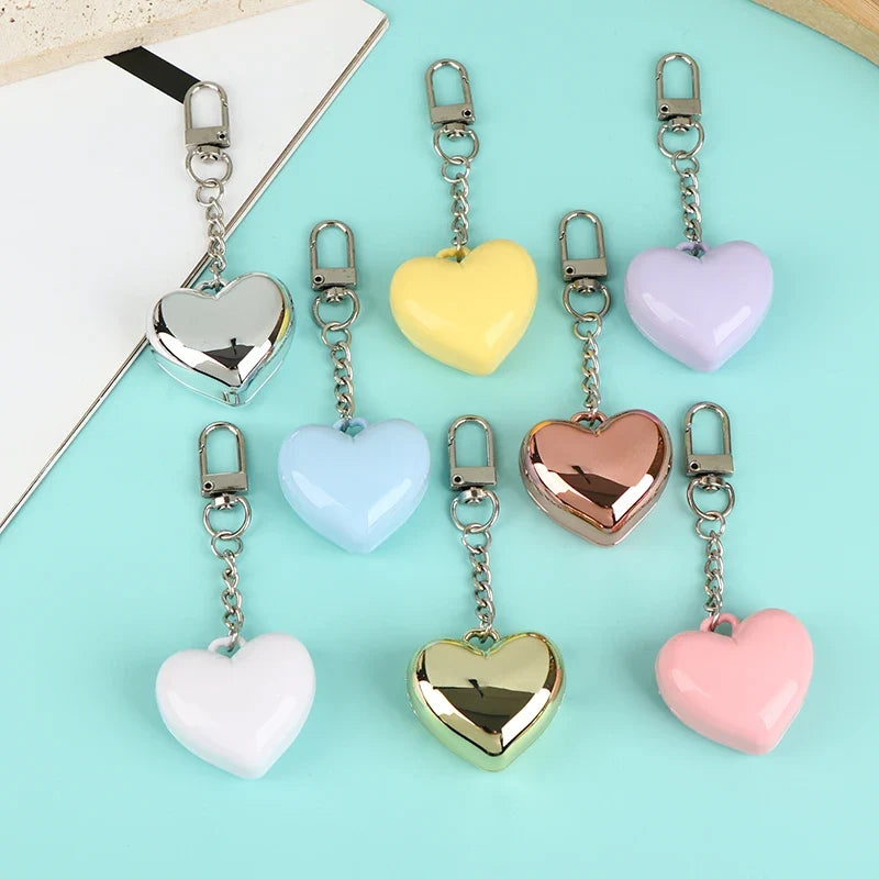 Heart-Shaped Mini Compact Mirror & Keychain – Empty Aluminum Pan Compact Mirror Qme