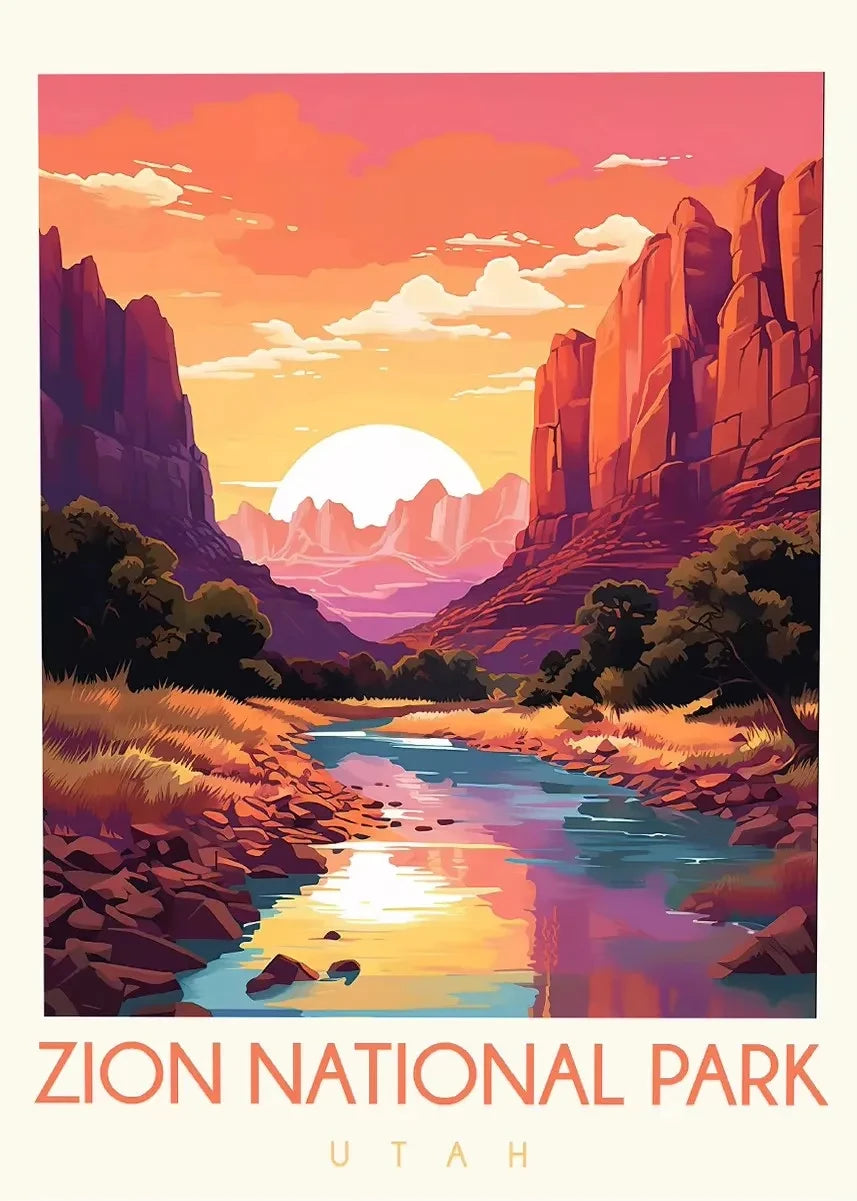National Park Travel Poster Canvas Wall Art – Unframed Print