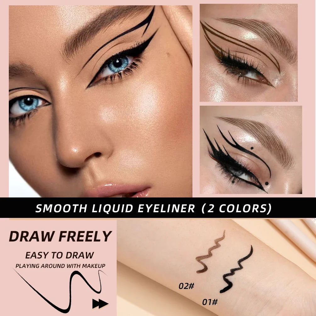QIBEST Waterproof Black Liquid Eyeliner – Smudge-Proof Precision Liquid Eyeliner Qme