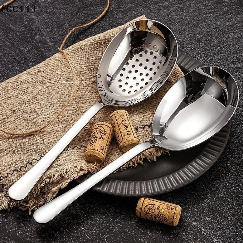 Stainless Steel Slotted Serving Spoon & Soup Ladle Slotted Serving Spoon Qme