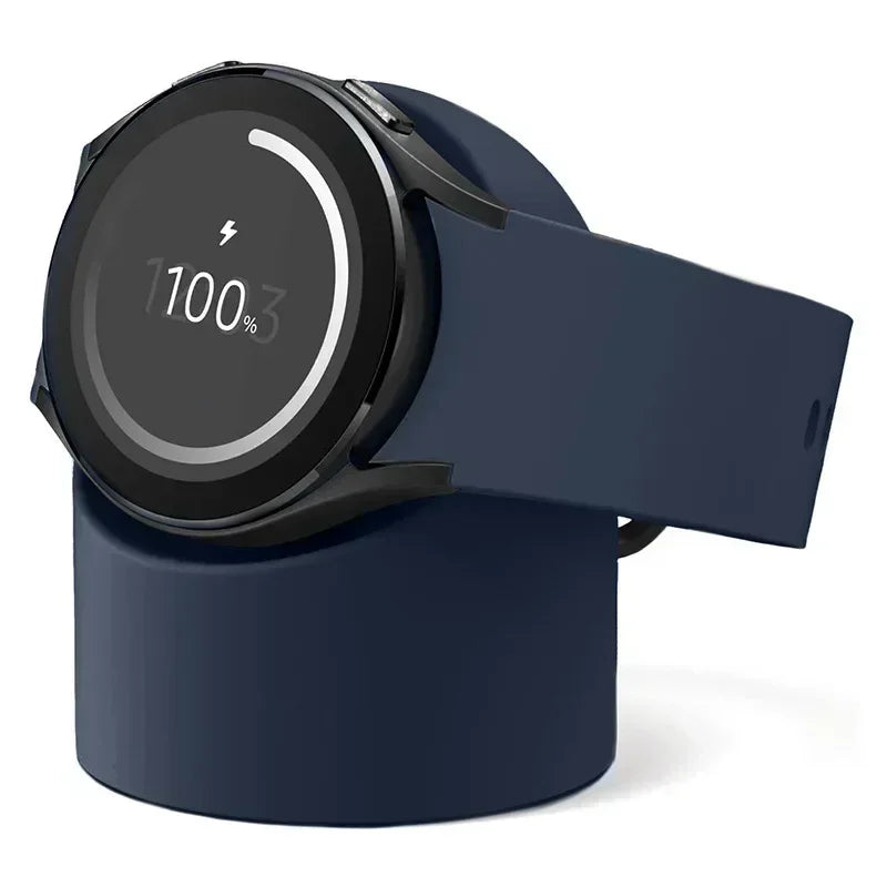 Samsung Galaxy Watch 7/6/5 Silicone Charger Stand Base Smartwatch Charger Stand Qme Dark Blue