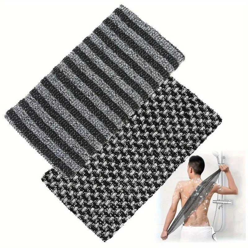 Exfoliating Bath Scrub Towel with Ergonomic Handle | 2-Pack Bath Scrub Towel Qme