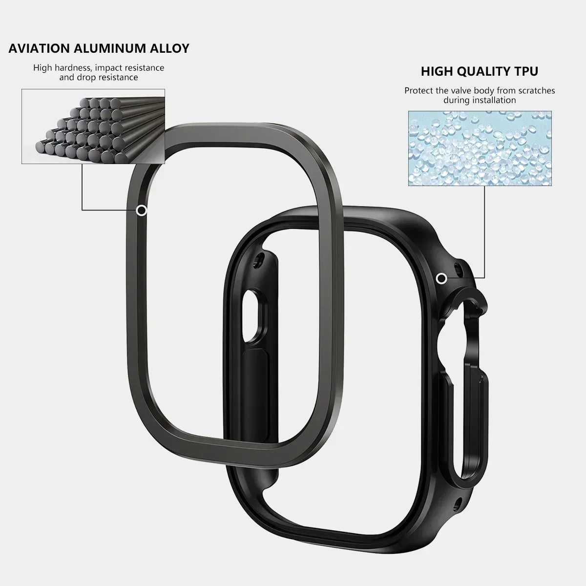 Aluminum Alloy TPU Bumper Case for Apple Watch Ultra 49mm 45mm Watch Bumper Case Qme