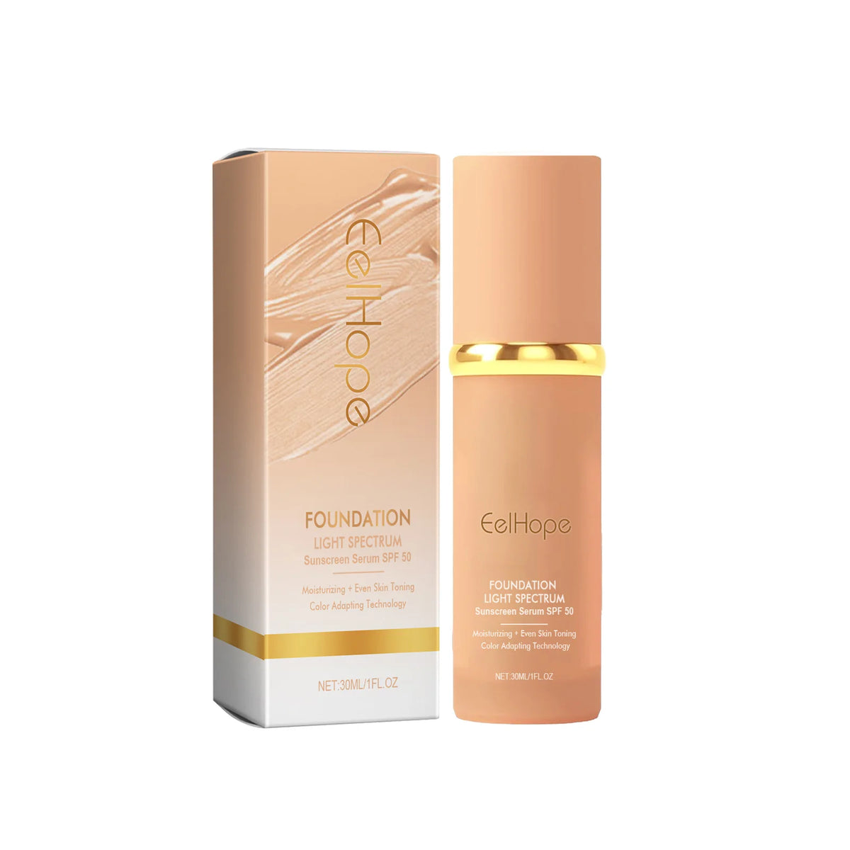 Eelhope 4-in-1 Foundation SPF 50 Full Coverage Concealer Primer Liquid Foundation Qst 30ml boxed