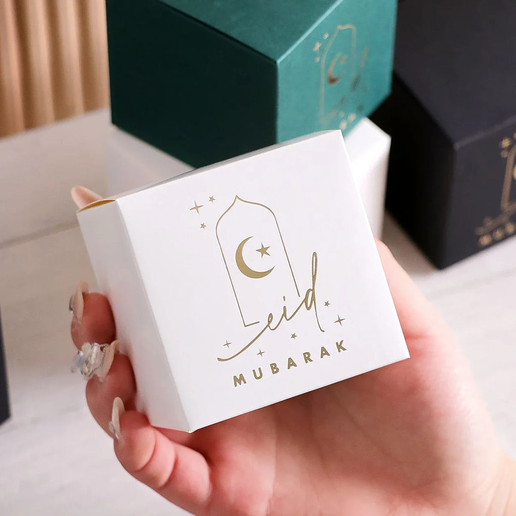 10 Elegant Mini Gift Boxes | Gold Crescent Star Design Mini Gift Boxes Qme