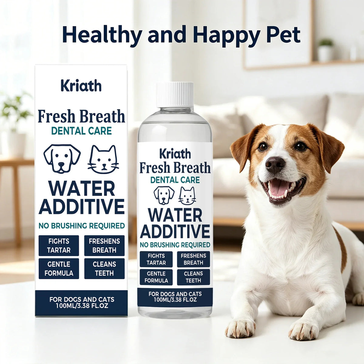Drinkable Pet Mouthwash – Plaque & Tartar Control, Fresh Breath Pet Dental Additive Qme