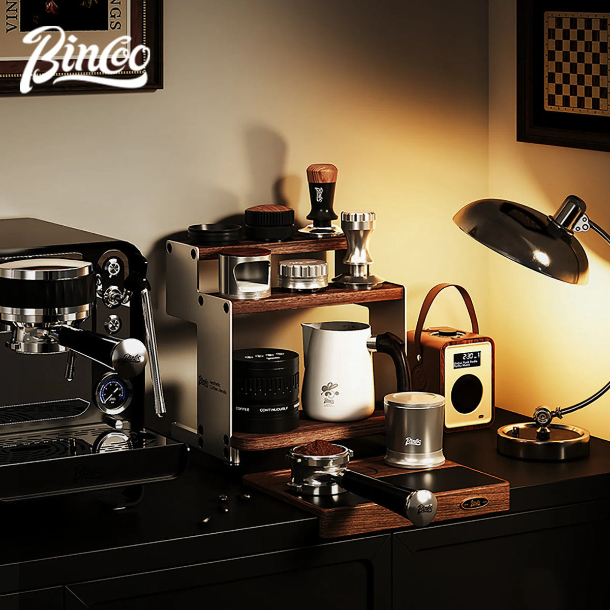 Bincoo Solid Wood Multi-Tier Coffee Storage Cabinet & Organizer Coffee Storage Cabinet Qst