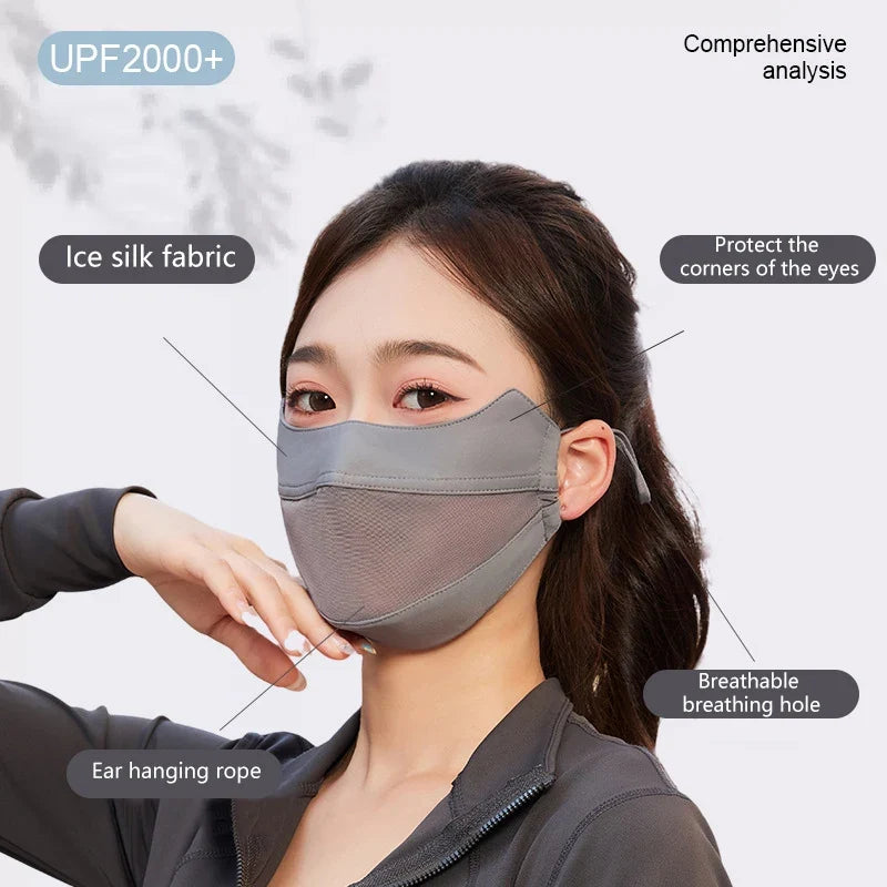 Ice Silk Sun Protection Face Mask – Breathable Outdoor Sports Sun Protection Mask Qme