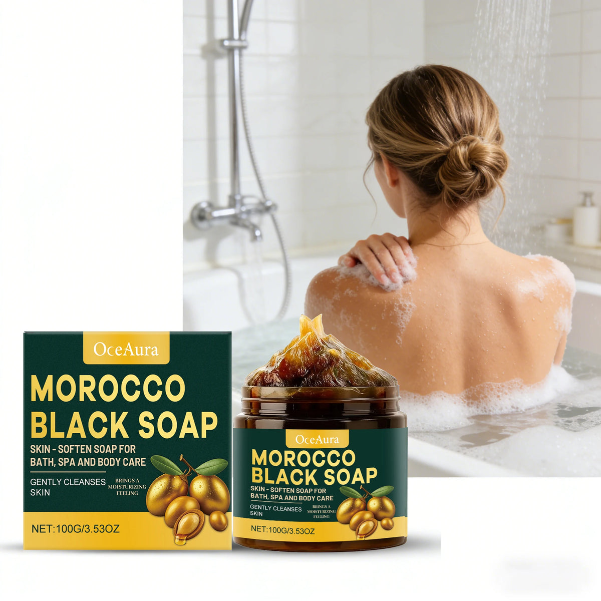 Oceaura Black Bathing Soap – Moisturizing Glycerin Body Bar Body Bar Soap Qst