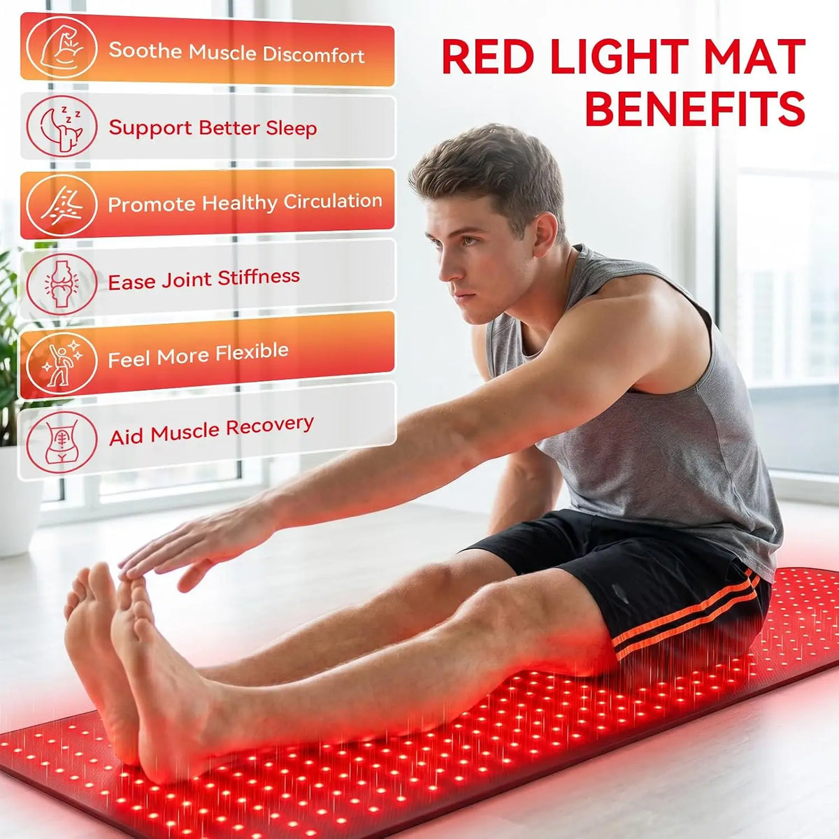 ZONGKUNG 420 LED Red & Infrared Light Therapy Mat 660nm 850nm Light Therapy Mat Qst