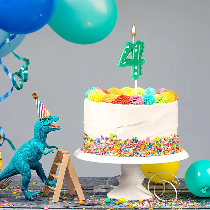 Dinosaur Number Birthday Candles – Cartoon Cake Topper Birthday Number Candles Qst