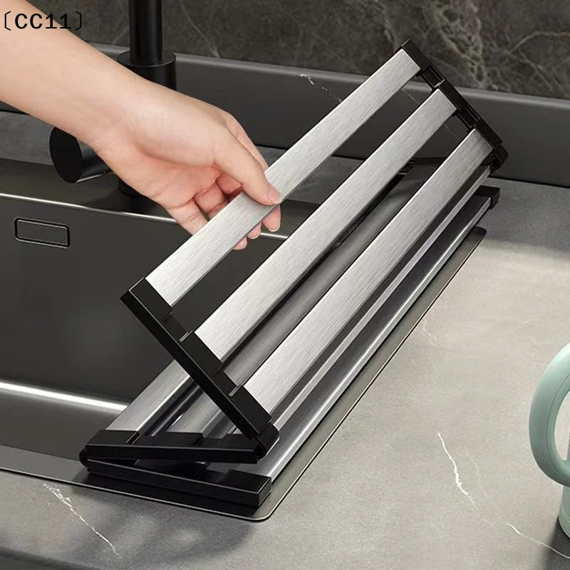 Foldable Stainless Steel Dish Drainer Rack | Kitchen Sink Dish Drainer Rack Qme