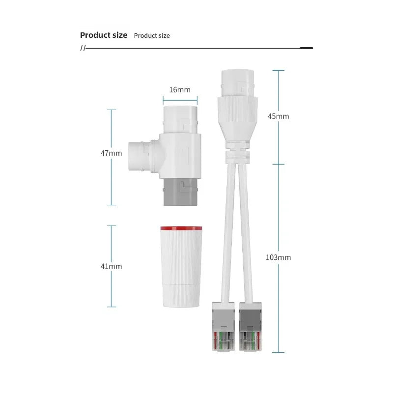 Waterproof POE Splitter 1 to 2 Devices | Network Expansion Cable POE Network Splitter Qme