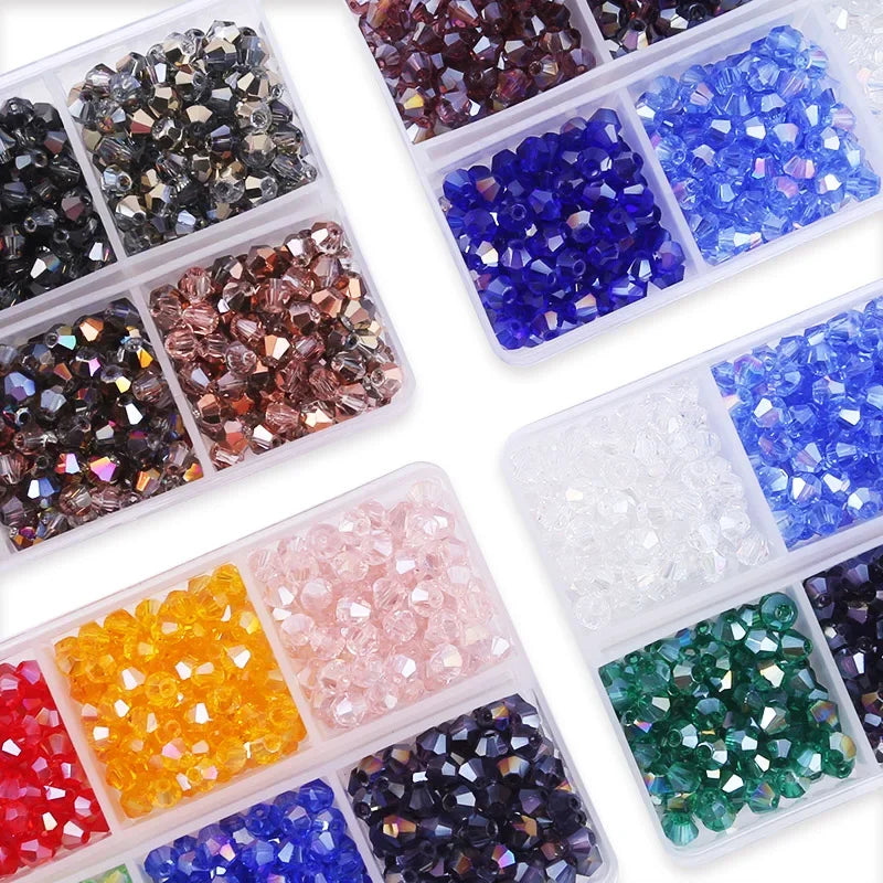 600pcs 4mm Plated Bicone Spacer Beads – Jewelry Making DIY Jewelry Making Beads Qme