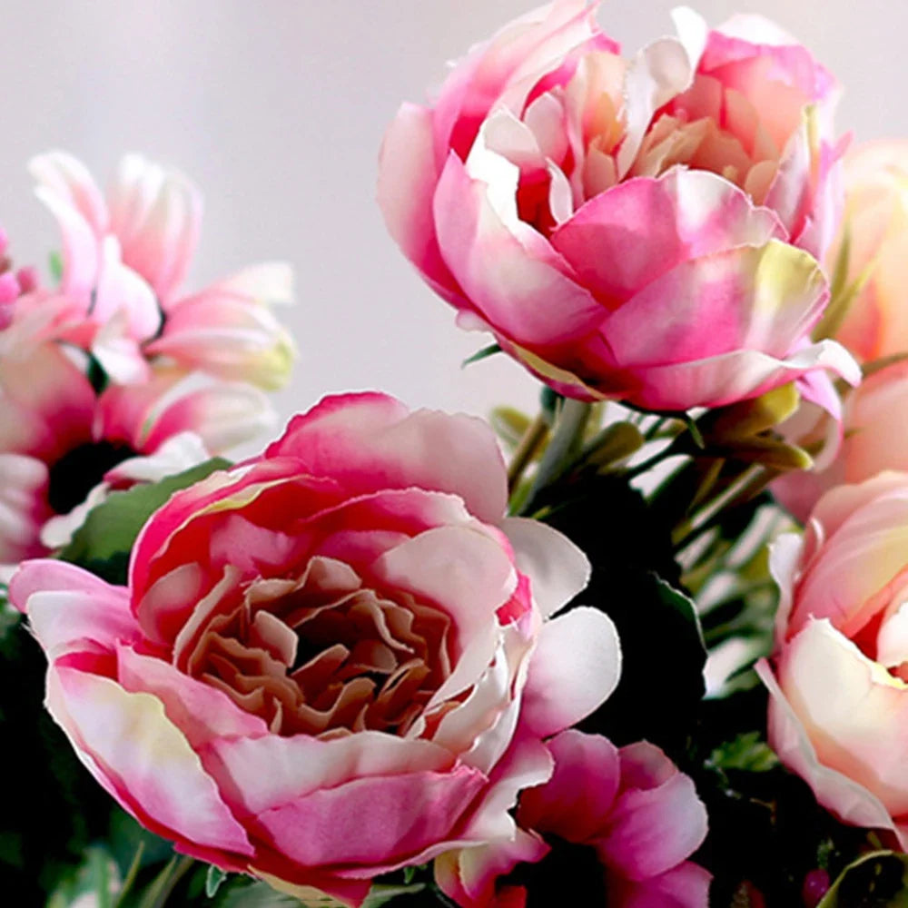 Silk Peony & Baby's Breath Artificial Flower Bouquet Artificial Flower Bouquet Qme