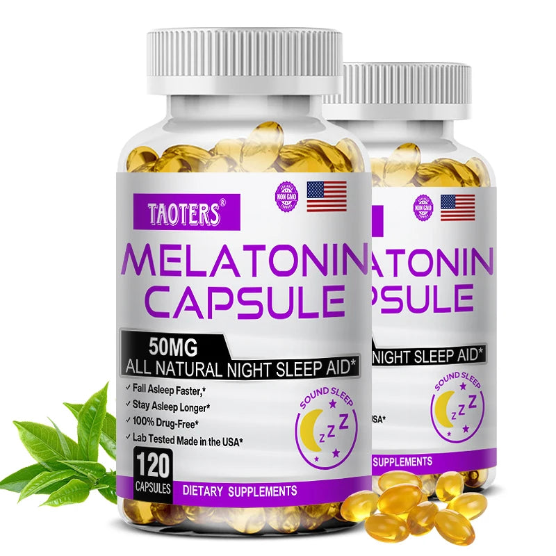 Melatonin Capsules 120ct – Non-GMO Sleep Support | Taoters Sleep Support Supplement Qst