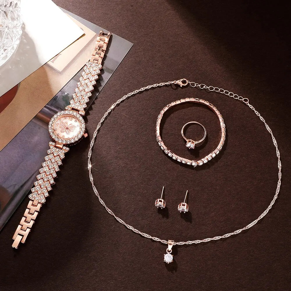 Fashion Crystal Butterfly Women's Watch | Rhinestone Elegance Fashion Watch Qme