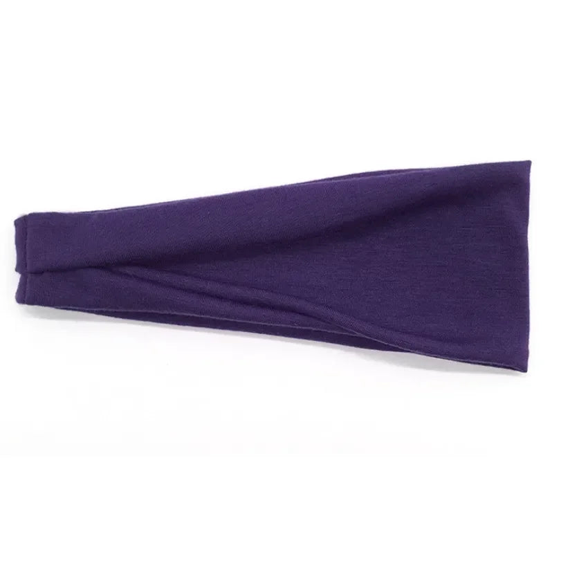 Women's Twisted Knot Cotton Wide Turban Headband – 19 Colors Turban Headband Qme PURPLE 10cm-22cm