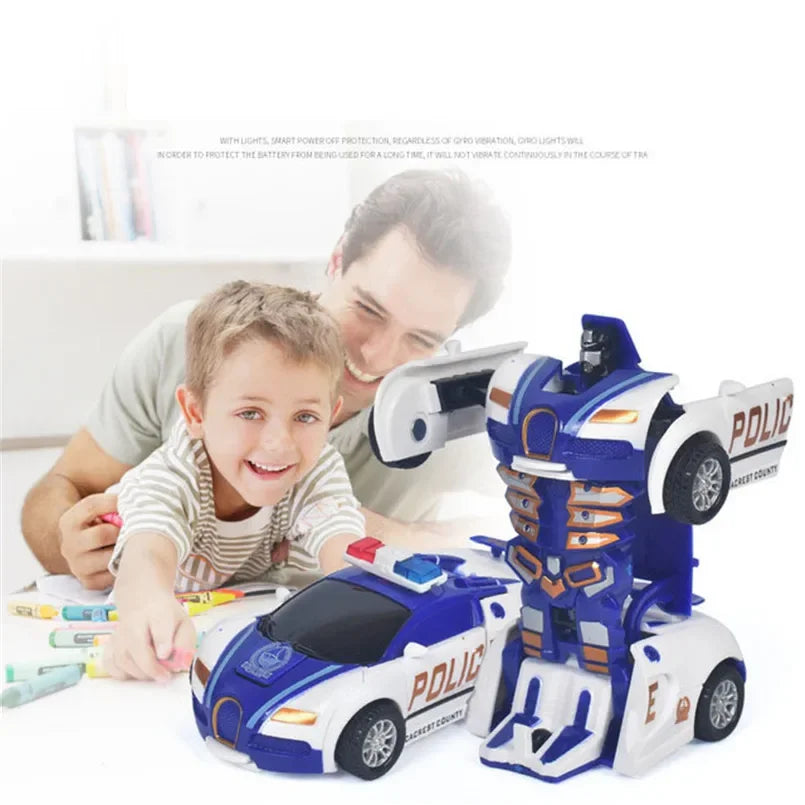 One-Key Transform Robot Car Toy for Kids | 3 Colors Transform Robot Toy Qme