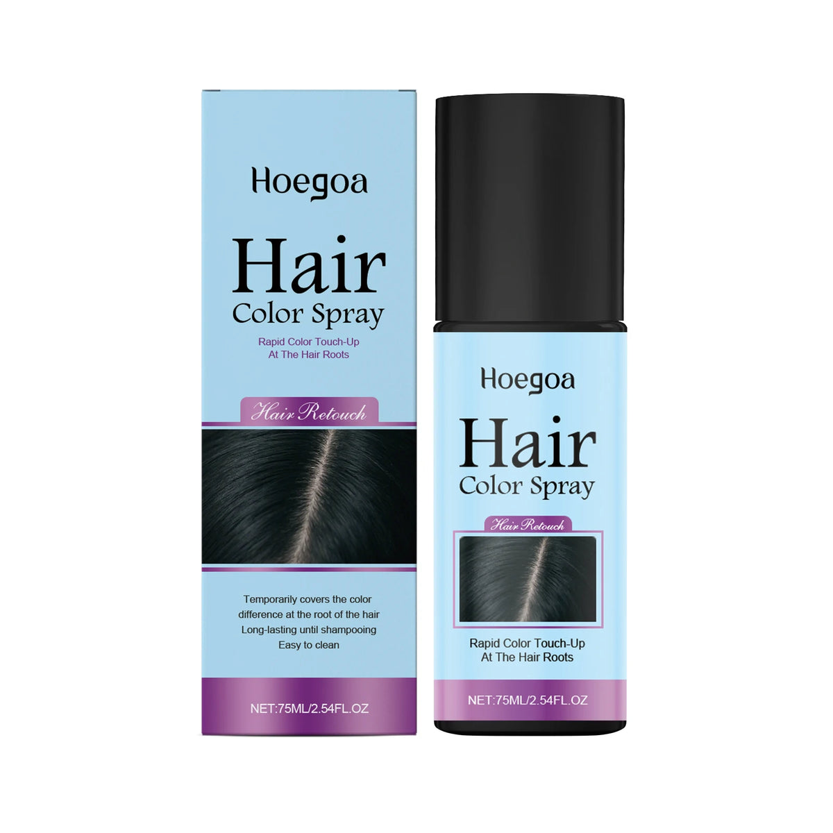 Hoegoa Temporary Hair Color Spray – Root Cover & Styling Temporary Hair Dye Spray Qst Black
