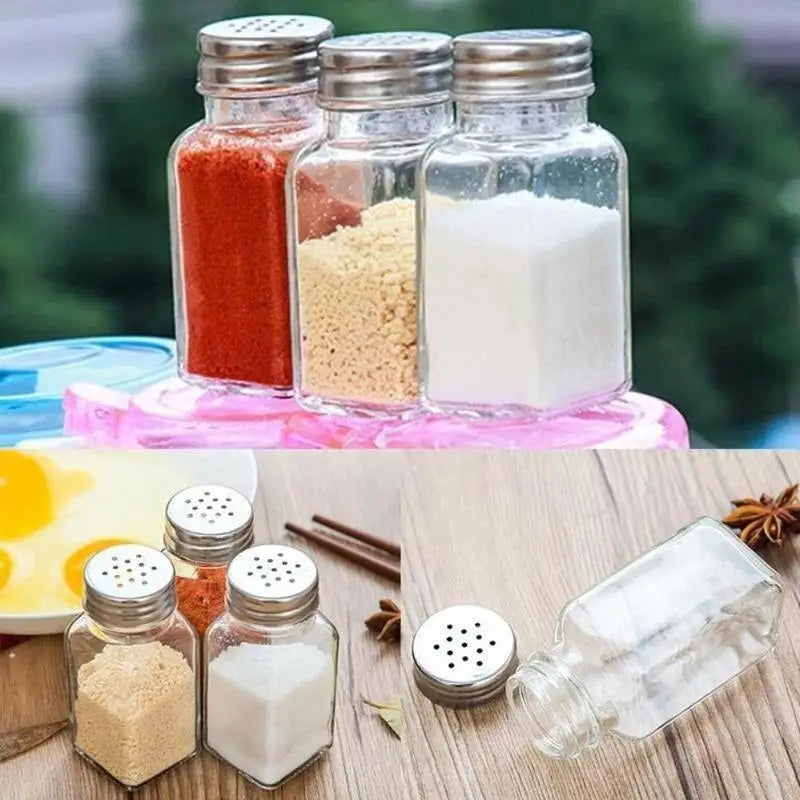 Transparent Seasoning Bottle & Storage Tray for BBQ & Kitchen Spice Storage Set Qme