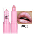 Metallic Pink Glitter Lipstick – Long-Lasting Diamond Shine Glitter Lipstick Qme 01