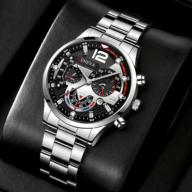 Men's 4-Piece Quartz Sport Watch Set – Zinc Alloy Case | Qme Men's Watch Set Qme