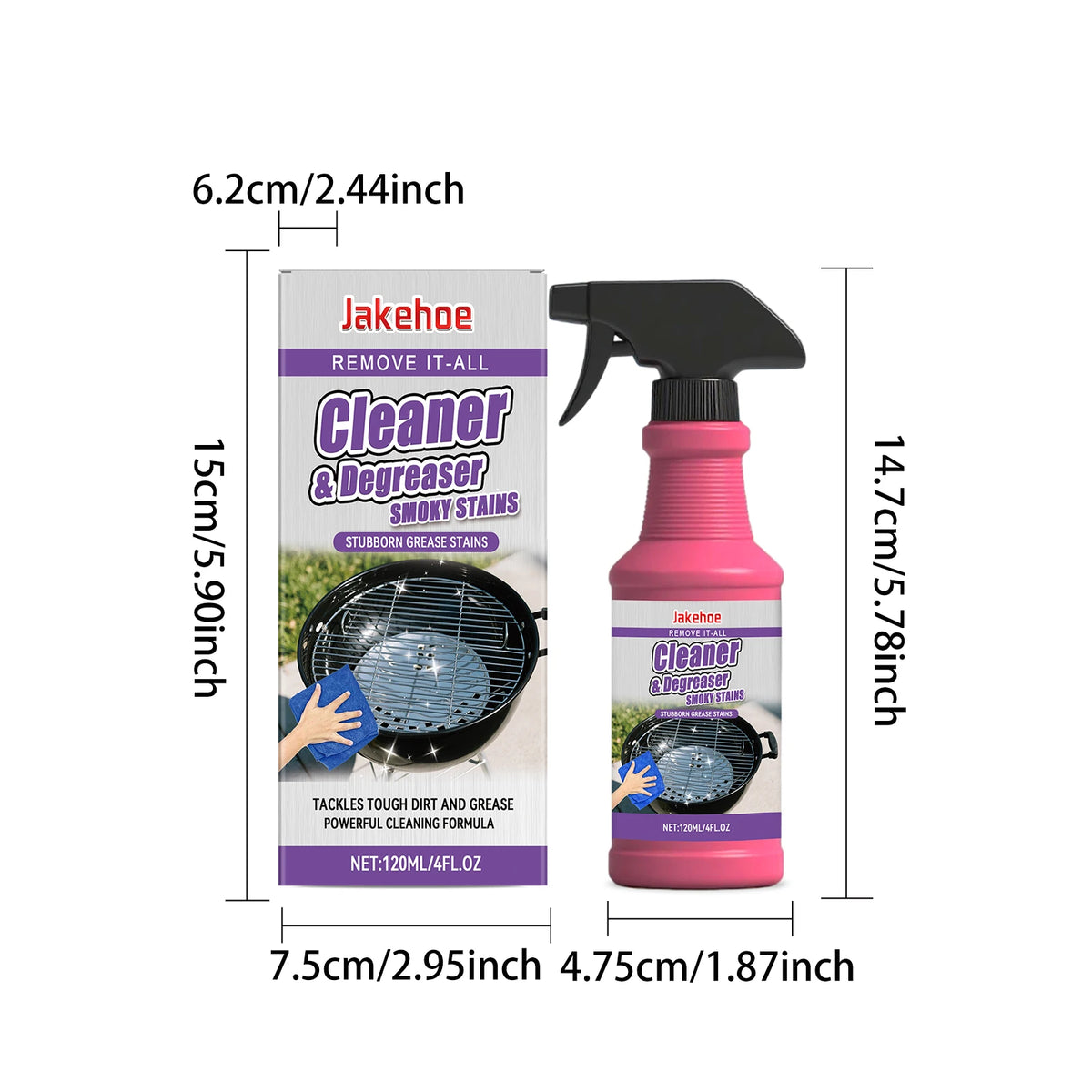JAKEHOE 120ml BBQ Grill Cleaner – Heavy Duty Degreaser Spray Grill Cleaner Spray Qst