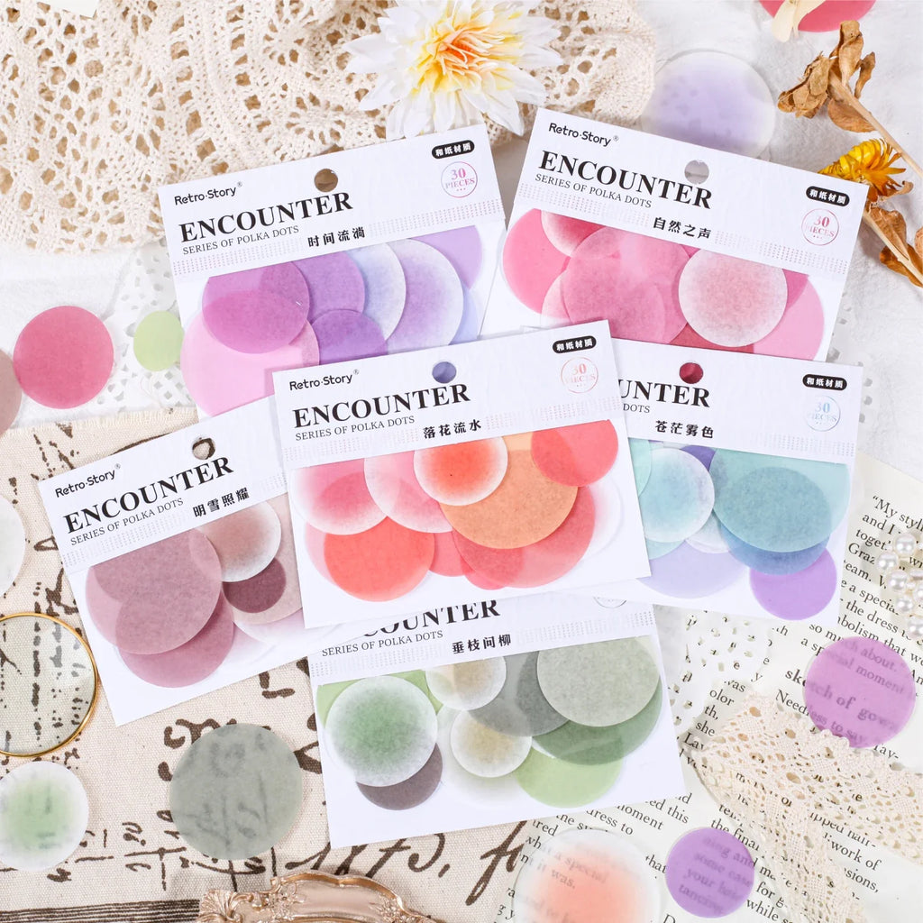 30 Sheets Watercolor Dot Stickers – Planner, Diary & Scrapbook Decorative Sticker Labels Qme