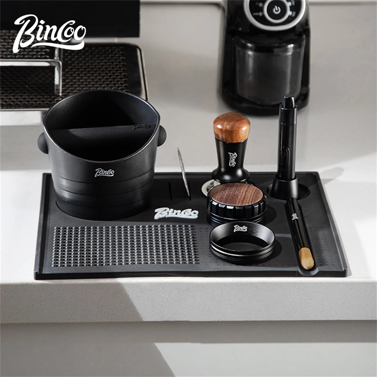 Bincoo Coffee Bar Mat Heavy Duty PVC with Drainage Area Coffee Bar Mat Qst