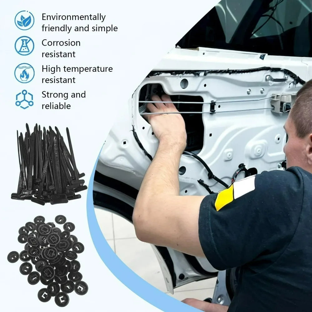 Nylon Self-Locking Cable Ties Car Panel & Wire Organizer Nylon Cable Ties Qme