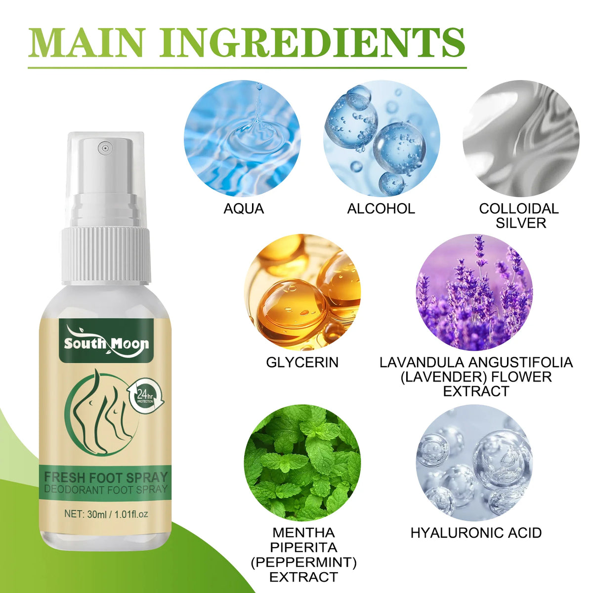 South Moon Lavender Foot Deodorizing Aromatherapy Spray 30ml Foot Deodorizing Spray Qst